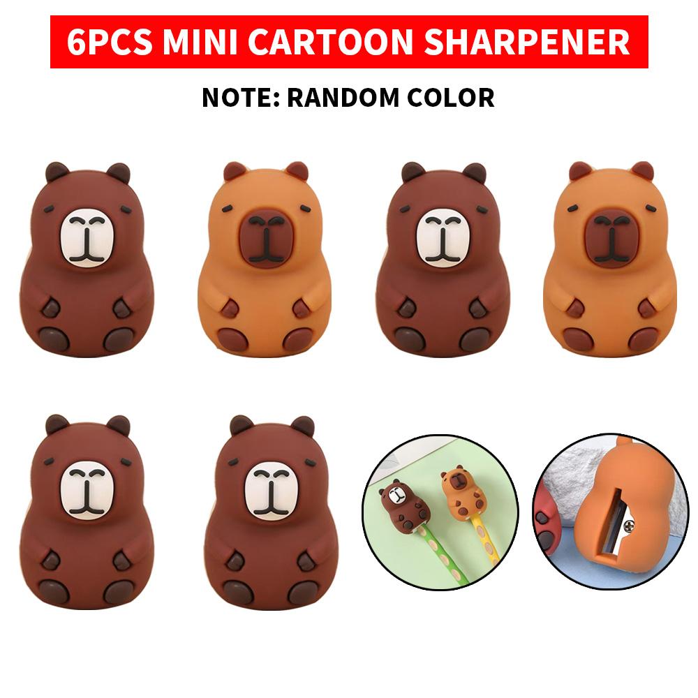 6-piece, 3-piece, and 1-piece mini cartoon pencil sharpeners are suitable for student stationery supplies