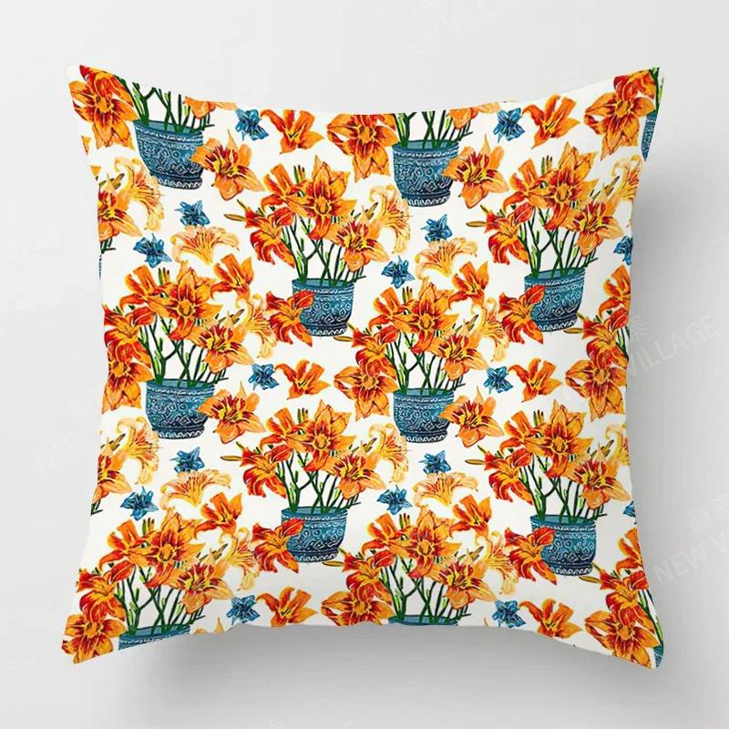 Nordic Fall Home Decor Autumn Throw Pillow Case Sofa Cushion Cover Modernplant Green Leaf