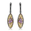 Italian Craft Original Designer Gemstone Earrings Niche Design 925 Silver Natural Amethyst Earrings