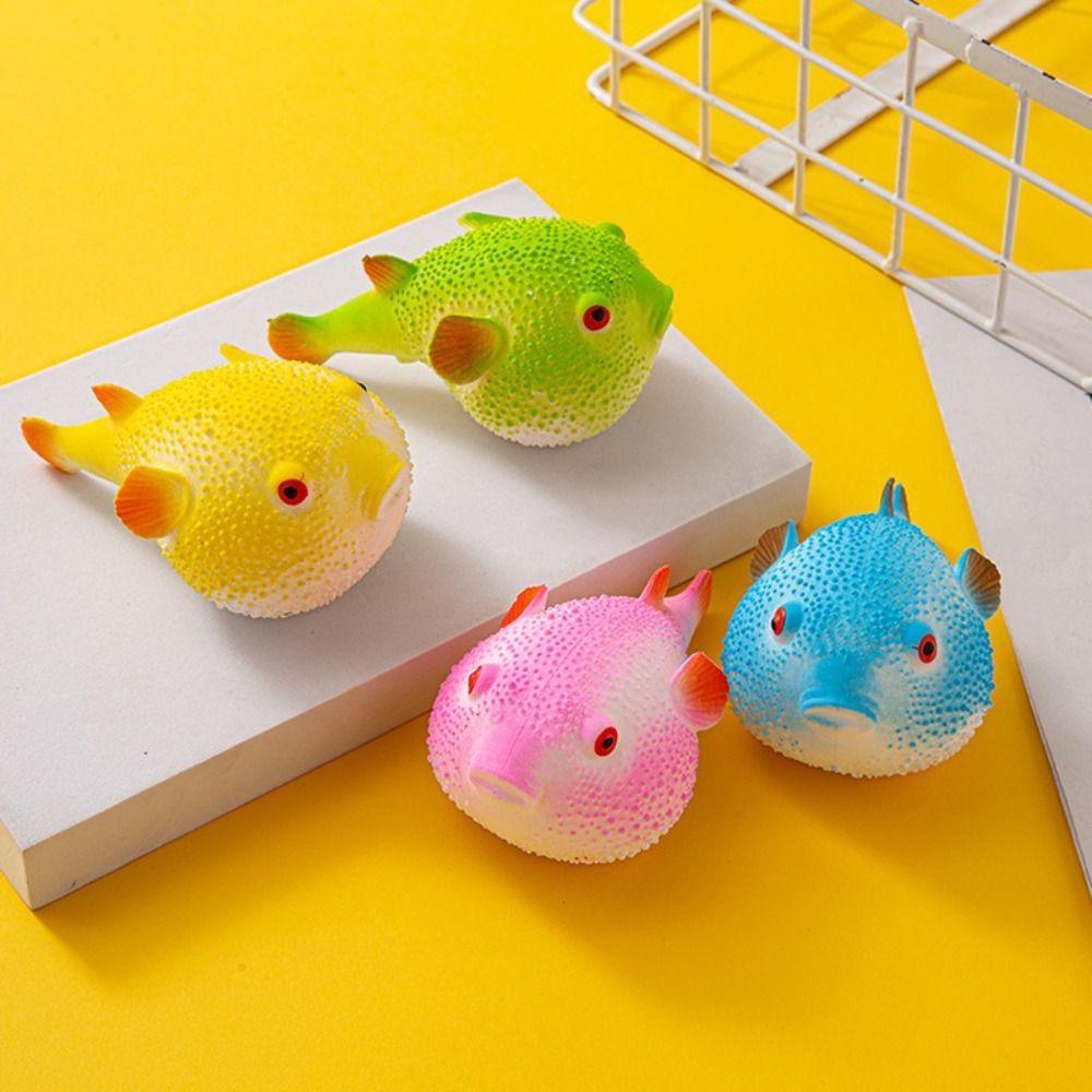 Simulation Pufferfish Squeeze Pinch Toy TPR Pufferfish Pinch Music Vent Toy Home Ornaments