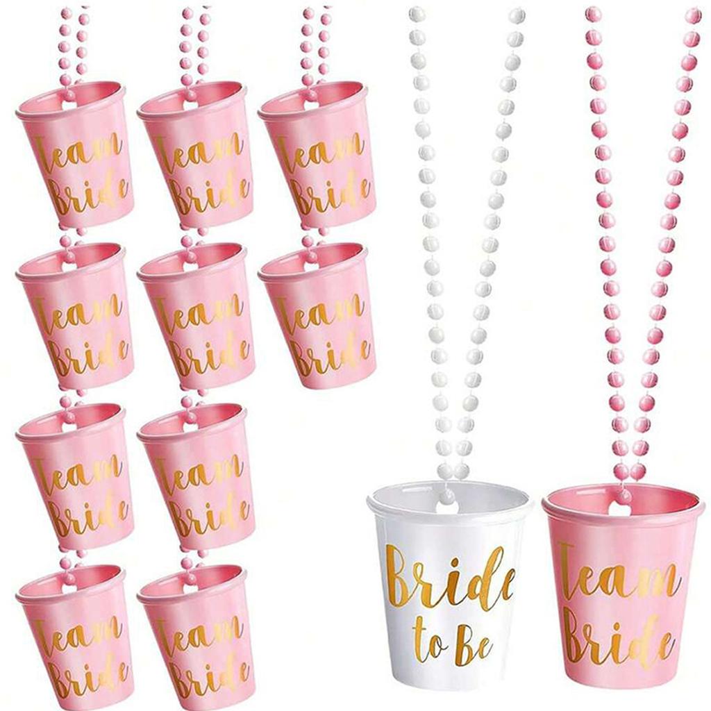 12pcs ABS Gold Foil Shot Glass Necklaces For Bachelorettes Party Decorations Bachelor Party Favors
