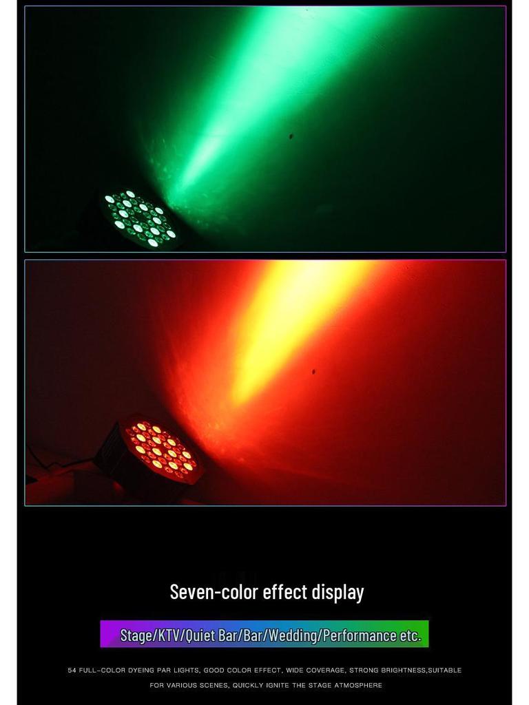 Pack of 2 - 36 LED Stage Par Lights: Wedding Performance, Sound-Activated Color-Changing Strobe Lights
