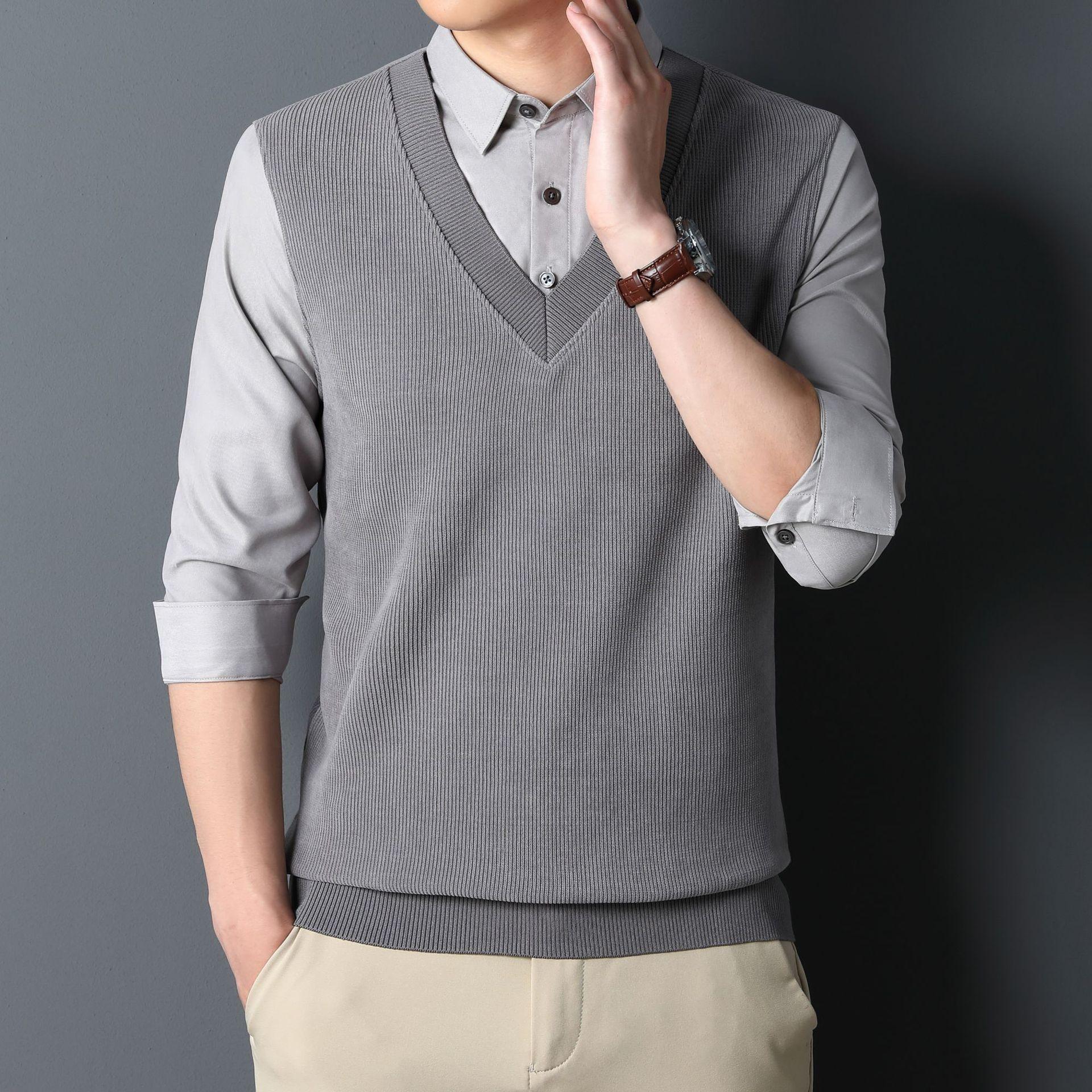 

Мужская деловая повседневная однотонная рубашка на весну и осень, мужской свитер, мужская куртка 4XL