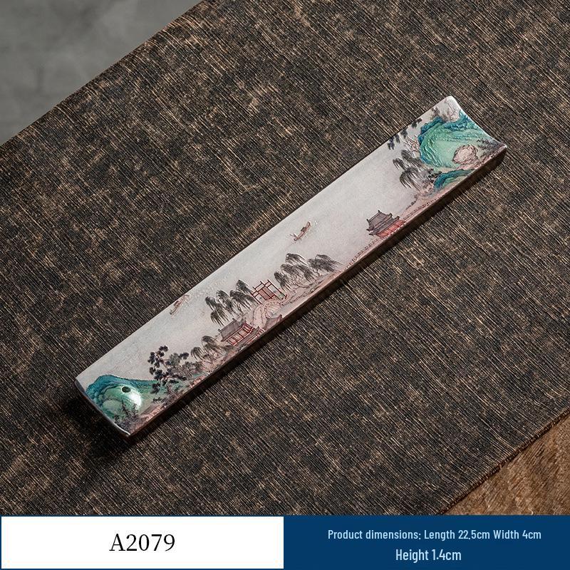 Guochao River & Mountain Ceramic Incense Holder - Retro Incense Stick Tray for Indoor Use