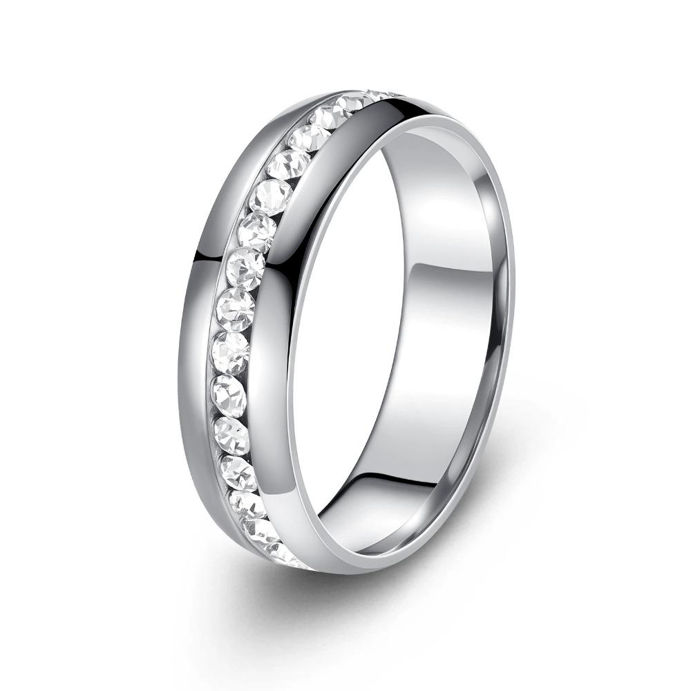 

Оригинальное обручальное кольцо из нержавеющей стали с одной полосой сверкающего кубического циркония. us10 белый