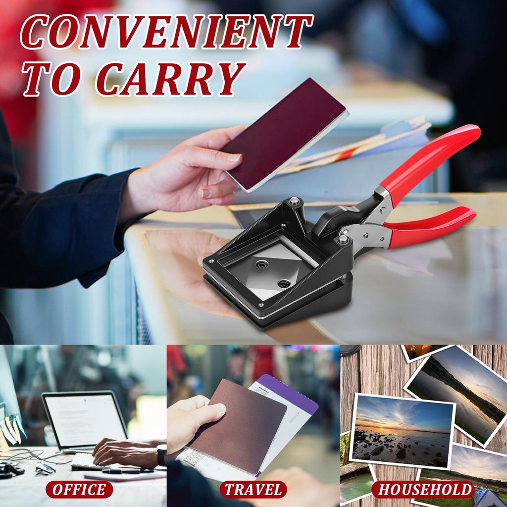 Handheld Passport Photo Cutter Easy to Use Versatile Black Metal Photo ID Die Cutter Portable Punch Picture Cutter Tools