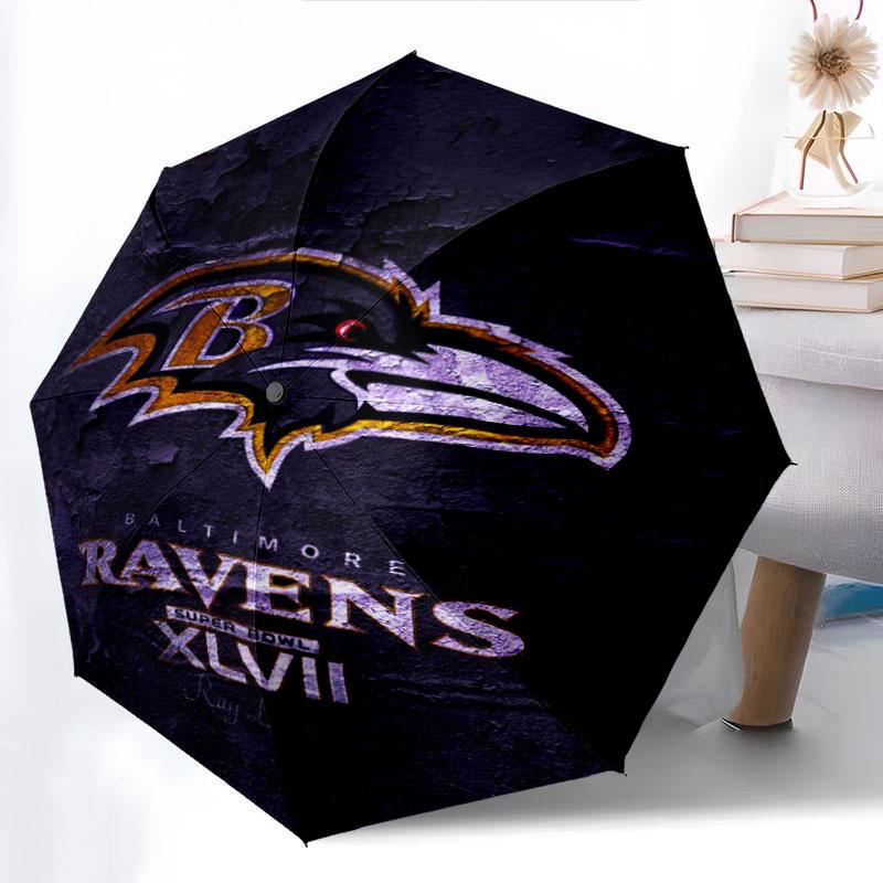 Baltimore Ravens Pattern, Automatic Folding Umbrella, Portable and Foldable Design, 8 Ribs, a Christmas or Birthday Gift.