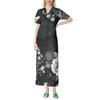 Women's Fashion Printed Nightgown Home Clothes Short Sleeve Nightgown With Pockets Long Dress