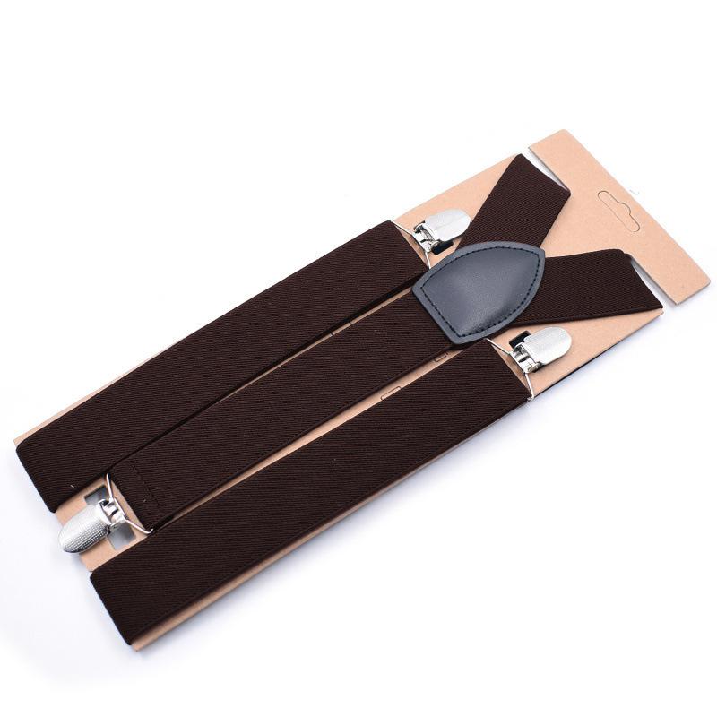 Men'S And Women'S Trousers Monochrome Suspenders Solid Color Straps 3.5Cm Solid Color Black 3 Clips Elastic Non-Slip Suspenders