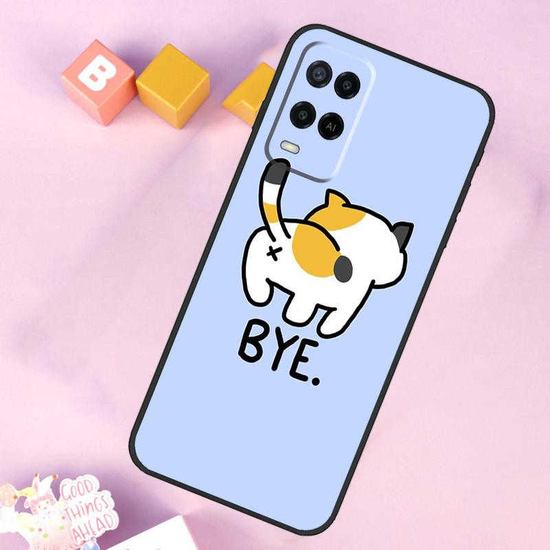 Cute Cartoon Cat Case For Oppo A17 A57 A16 A76 A96 A60 A40 A80 A18 A38 A58 A78 A98 A15 A54 A74 A94 A6 A5 Pro