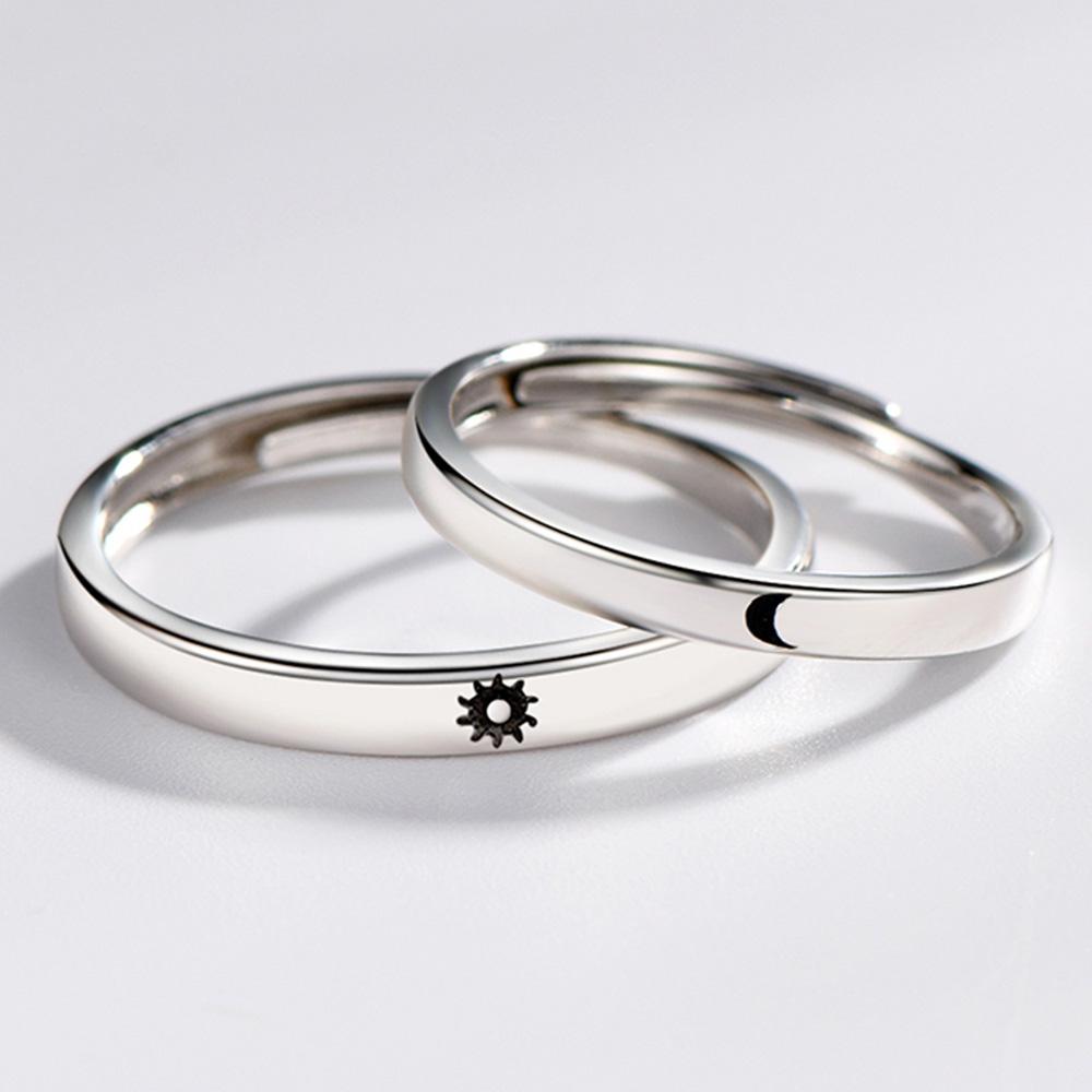 Hochzeitsgesellschaft 1 Paar Damen Herren Verlobungsring Fingerringe Set Paar Schmuck Sonne Mond Ring