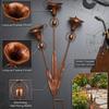 Yousheng 2 Pcs Flamed Copper Three Calla Lilies Garden Stake with Bells, Handmade Rain Catcher Flower, Metal Plant Yard Art, Rustic Wind Chime