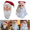 Santa Mask Costume Christmas Santa Costume Accessories for Christmas Party, Santa Mask Costume with Santa Hat and Beard