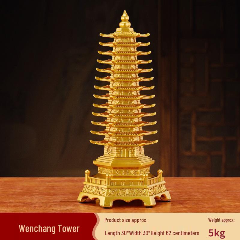 Wenchang Pagoda Resin Figurine: Thirteen-story Ornament for Living Room, Office, or Study Desk