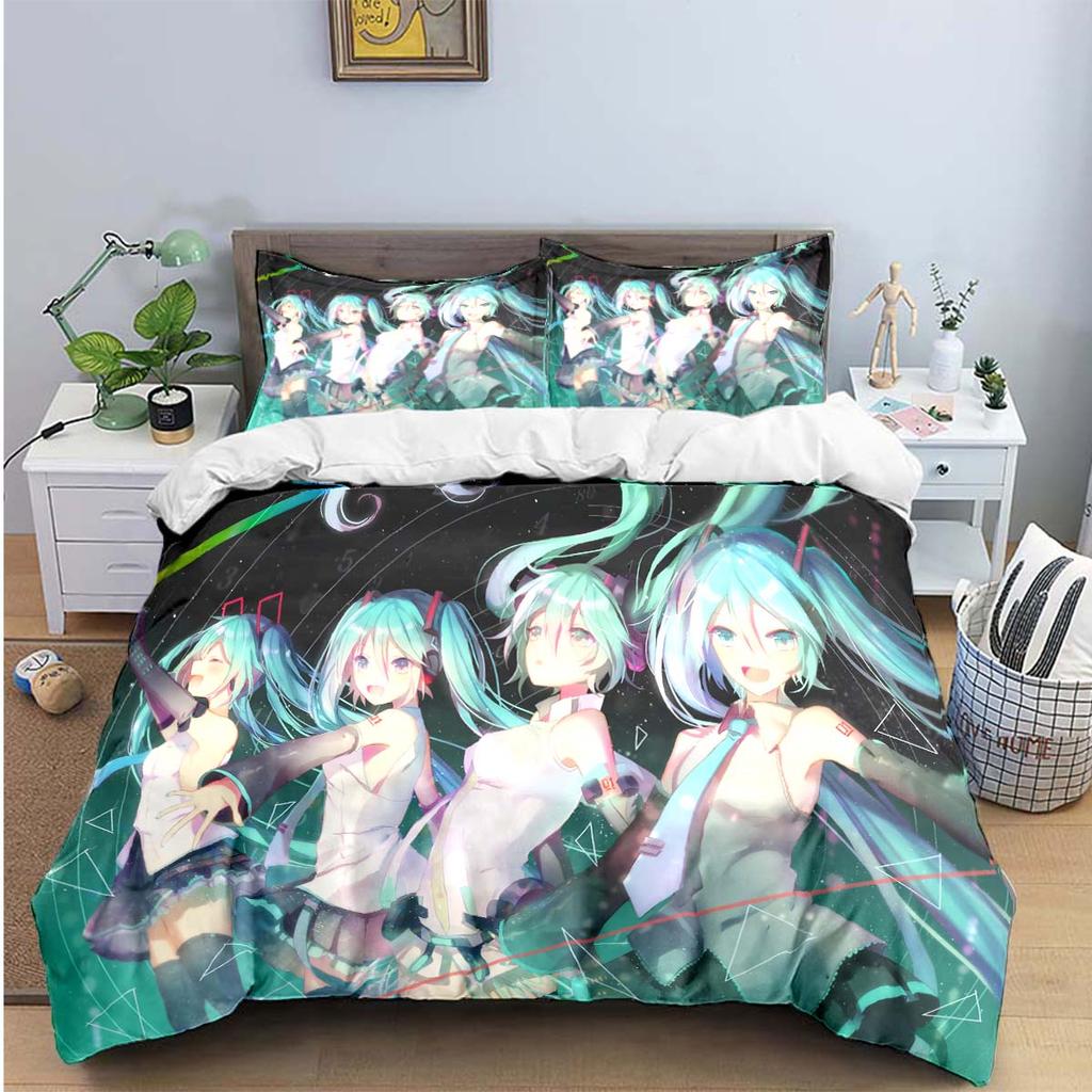 Comforter Cartoon Kawaii Virtual Singer H-Hatsune-Miku Bedding Sets Bed Supplies Set Bed Comforter Set Bedding Set Gift