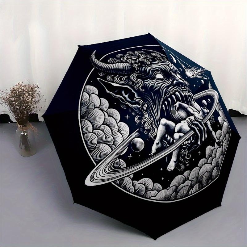 1pc Fantasy Monster "Astronomy" Automatic Umbrella High Quality Canopy, Portable Folding Umbrella With, Ideal Gift for - Travel, Everyday, Formal Even