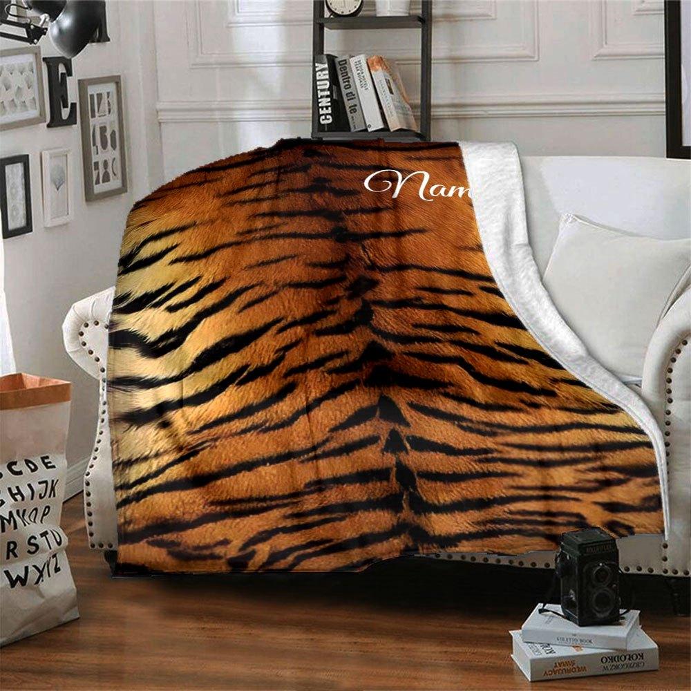 Tiger Print Home Customize Your Name Blankets Soft Cozy Lightweight Blanket For All Seasons Perfect For Picnics Sofa Office Bed Living Room And Ideal