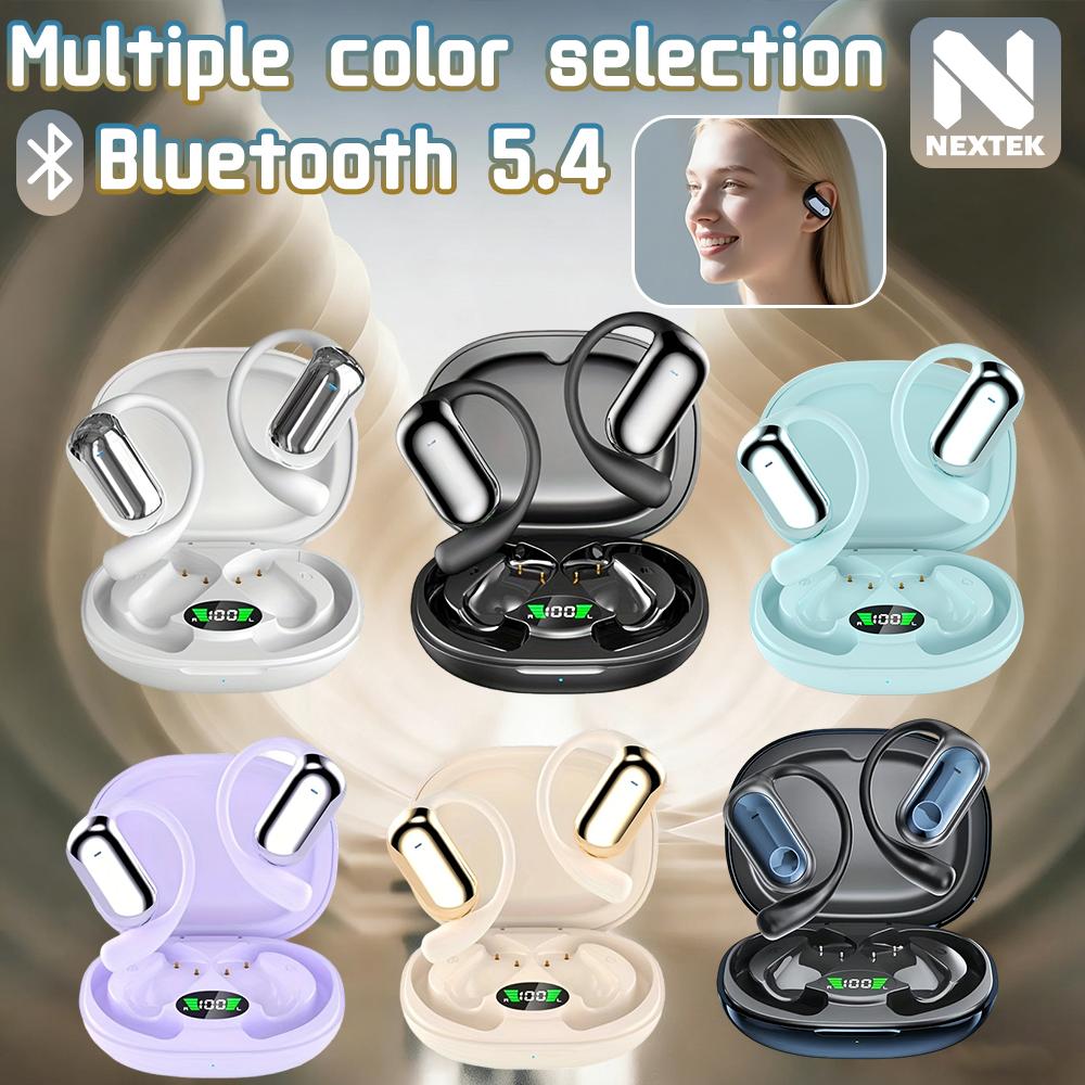 True Wireless Open-Ear Bluetooth Earbuds 5.4 TWS – 360° Surround Sound, All-Day Comfort, Sports Fit, Clear ENC Calls