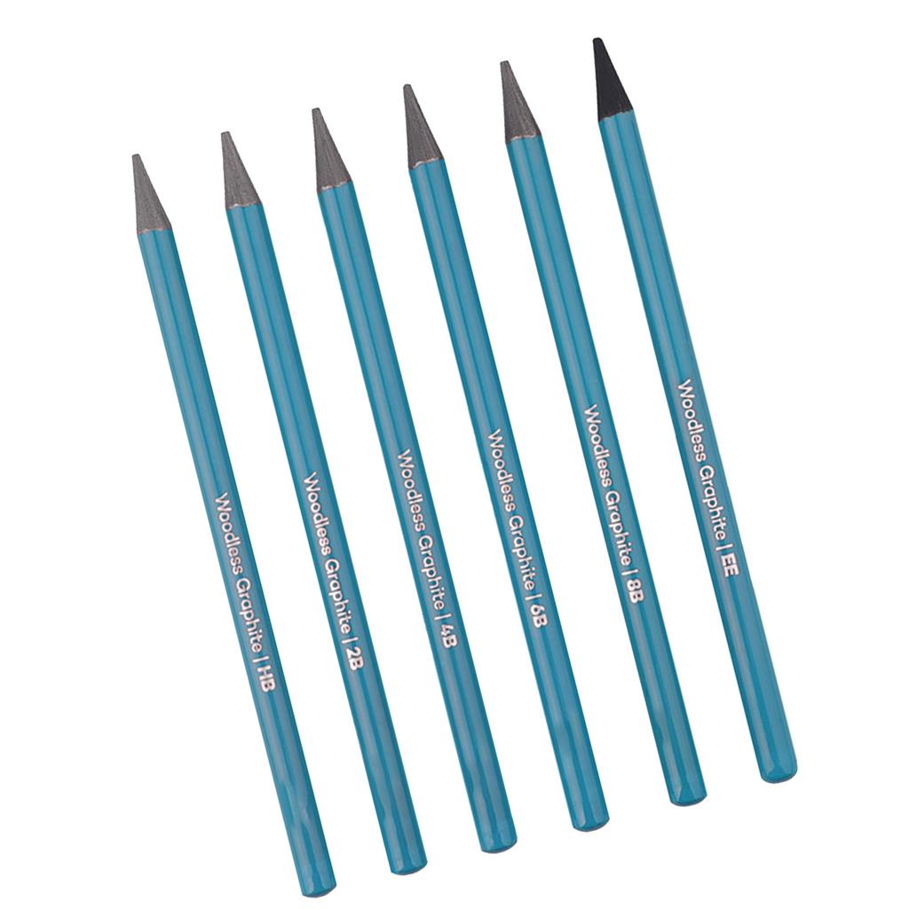 6 PCS Graphite Pencil Set HB 2B 4B 6B 8B EE Professional Woodless Graphite Pencils for Drawing Sketching Shading