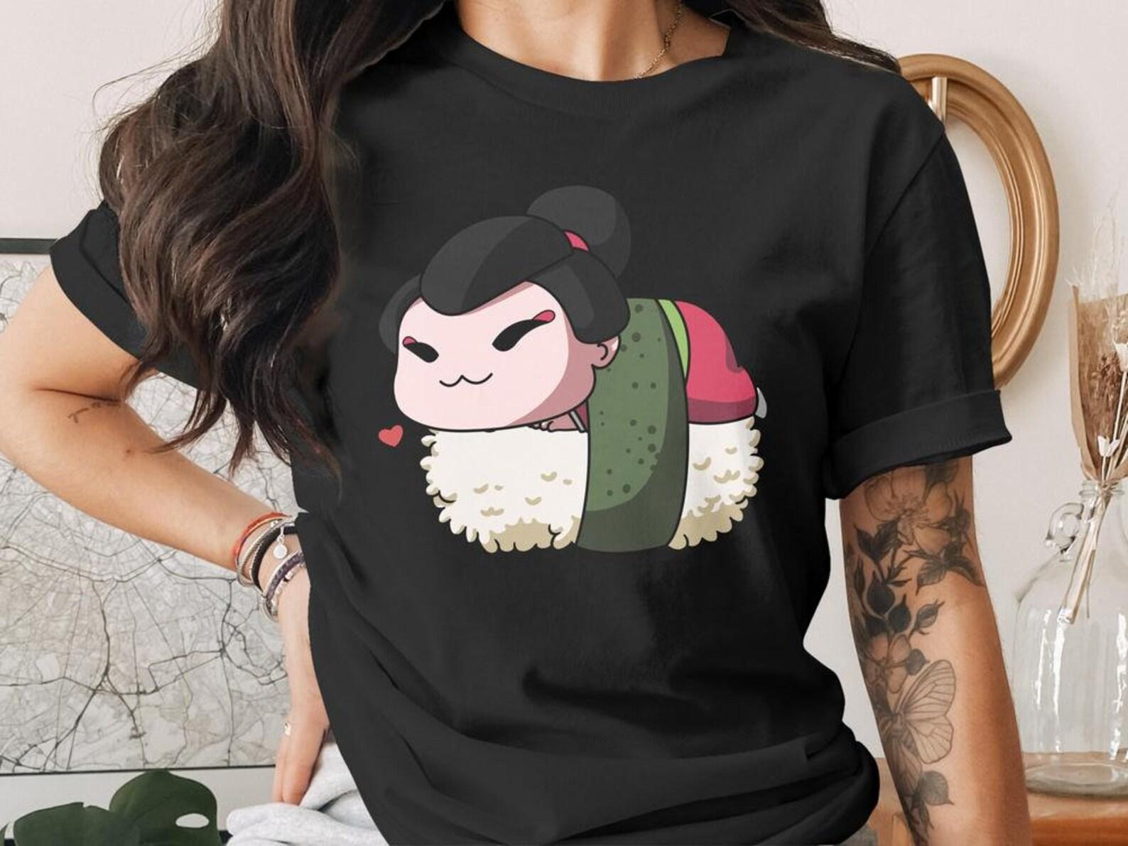 Cute Sushi Geisha T-Shirt, Japanese Anime Gift, Kawaii Anime Sushi Shirt, Cute Japan Manga Art S