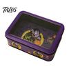 Desktop Decorative Storage Halloween Tin Box with Clear Lid, Witch Pumpkin Ghost Candy Snack Holders Container for Cookies Snacks, Festive Organizer