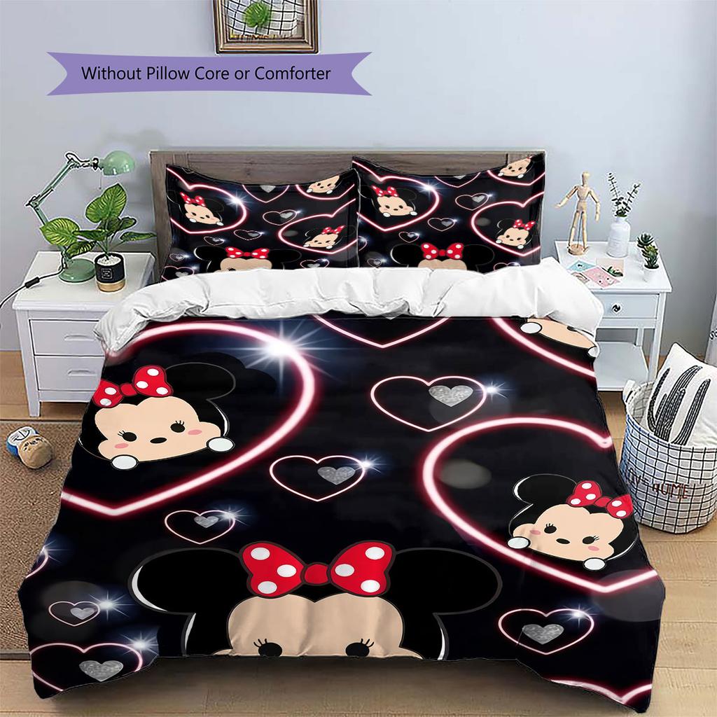 Sweet Polka Dot Minnie Mouse Pattern, The Perfect Choice for Decorating A Child's Bedroom. Warm and Comfortable Bedding Set.
