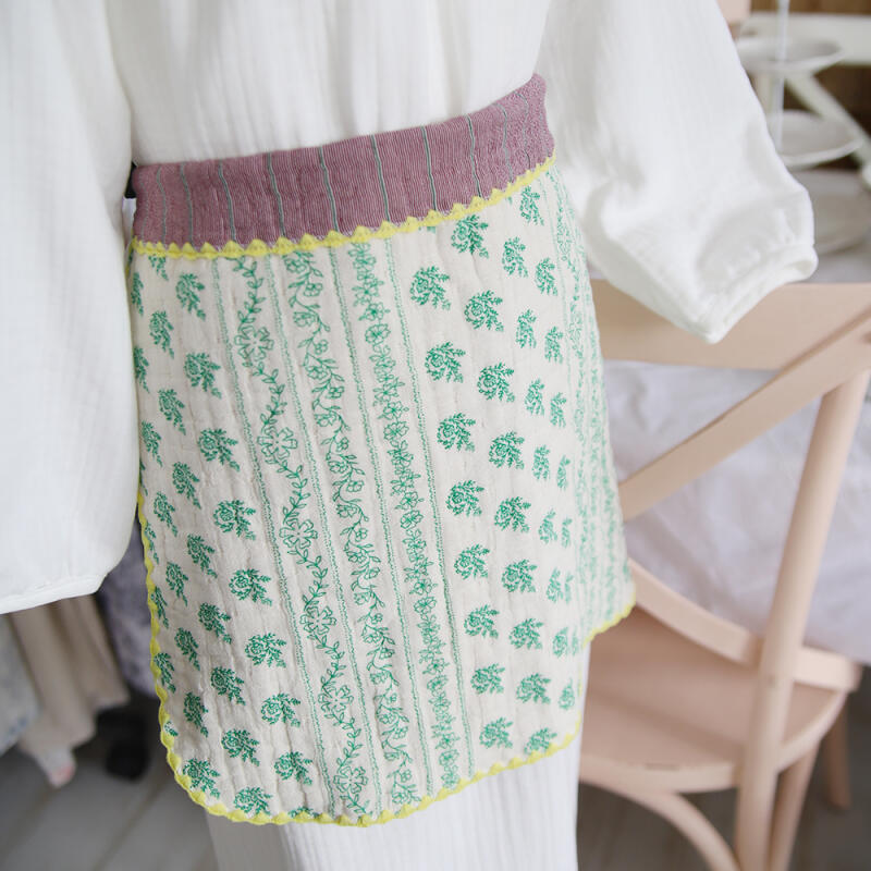 

Vintage double-sided 4-ply gauze dishcloth waist apron Green Purple