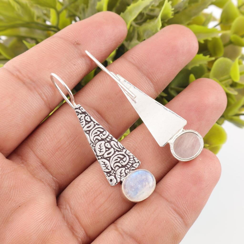 Rainbow Moonstone Jewelry, 925 Solid Sterling Silver Earrings Jewelry, Handmade Earrings Gemstone Jewelry For Women