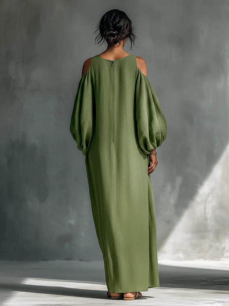 2026 Spring/Summer Women's High-End Off-Shoulder Long Sleeve Mid-Waist Pullover Dress