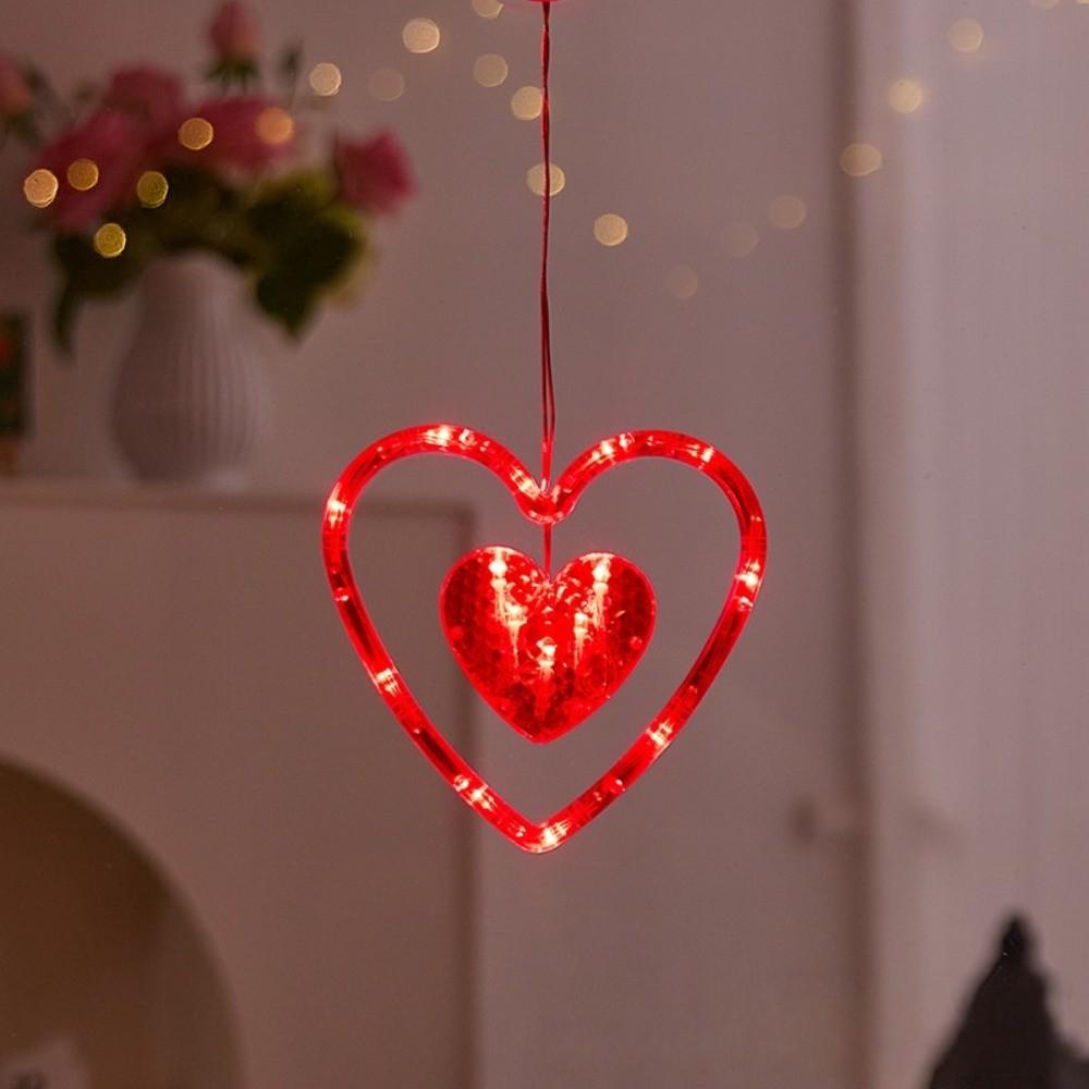Creative Heart Curtain Fairy Light Waterproof Romantic Valentine Day LED String Lights Rose Color Red