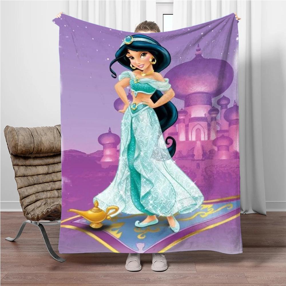 Aladdin Cartoon Princess Jasmine Children Warm Soft Blankets for Sofa Bed Cover Blanket Suitable for Birthday Souvenir Gifts