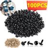 Toy Black Plastic Safety Eyes, Craft Kit, Doll Accessories, Butter Decoration Pieces, 100 Pieces, 6-12mm