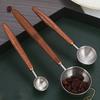 Cuillère à mesurer à café en acier inoxydable avec manche en bois Noyer Manche long Cuillères à café Cuillère à glace Ustensiles de pâtisserie pour desserts