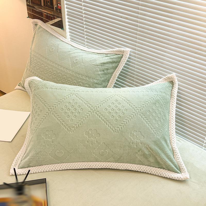 2 Pcs Winter Thicken Warm Pillowcase Soft Plush Flannel Coral Velvet Pillow Covers Home Living Room Decor Cushion Cover