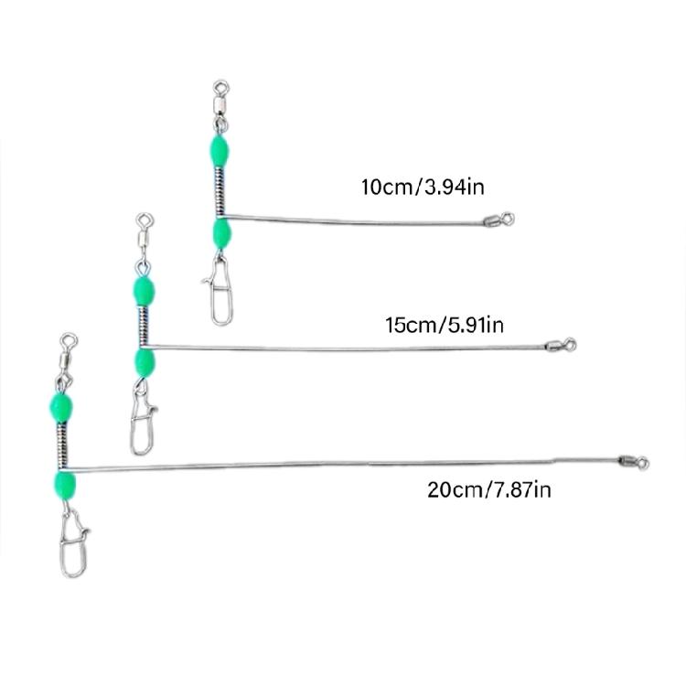 10 stycken rostfritt stål 3-vägs T-formade svivel med lysande pärlor, T-formade fiskelinafästen för balanserade tackel