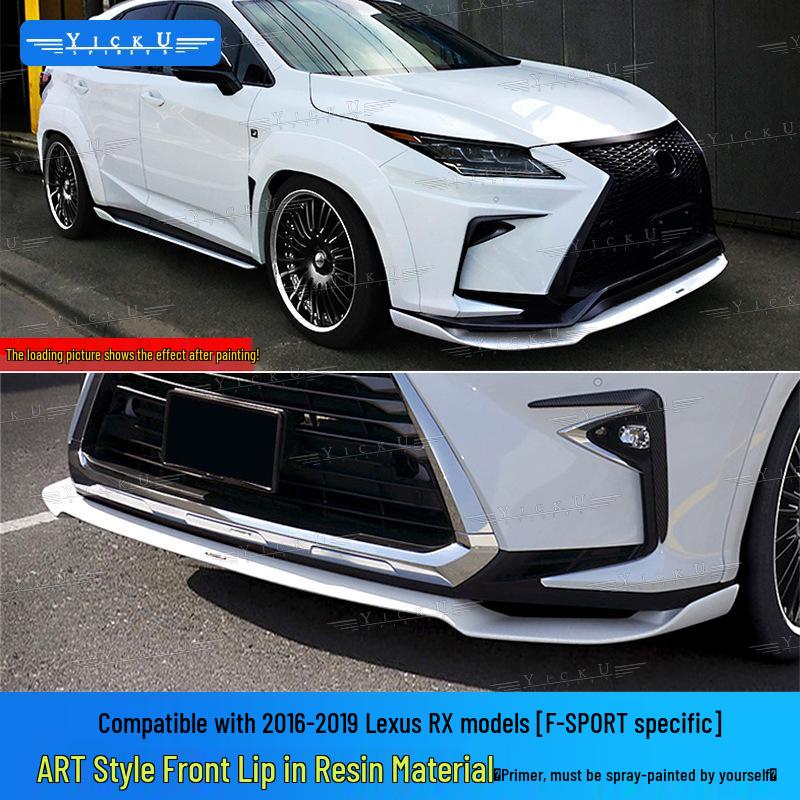Compatible with 2016-2019 Lexus RX: Front/rear Lips, Side Skirts, Lower Lip, Resin Arches, ART Roof, Rear Wing, and Canards.