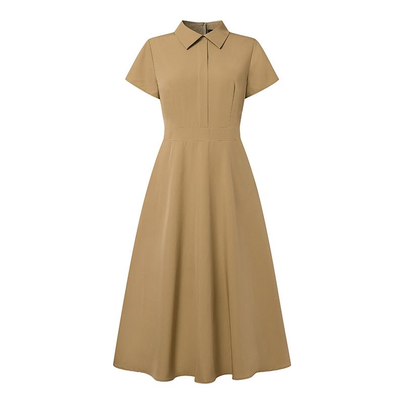 ZANZEA Rochie de vară cu mâneci scurte cu guler răsturnat pentru femei