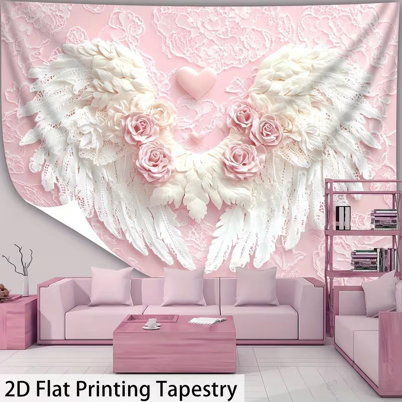2D Aesthetic Romantic Angel Wing Tapestry Bedroom Background Decor