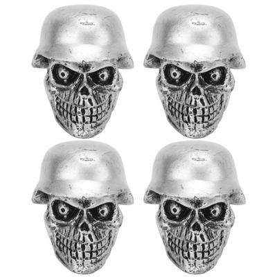 4PcsSet Helmet Skull Type Tire Valve Stem Caps with Rubber Ring Universal for Cars Bikes SUVs