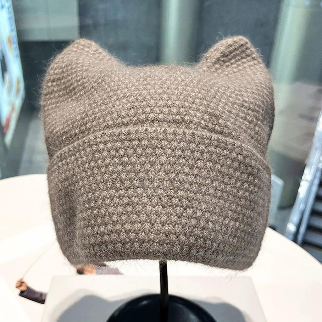 Cats Ear Knitted Hat Women Crochet Hat Warm Winter Hat Soft Crochet Hat Windproof Snow Hat for Women Outdoor Activity