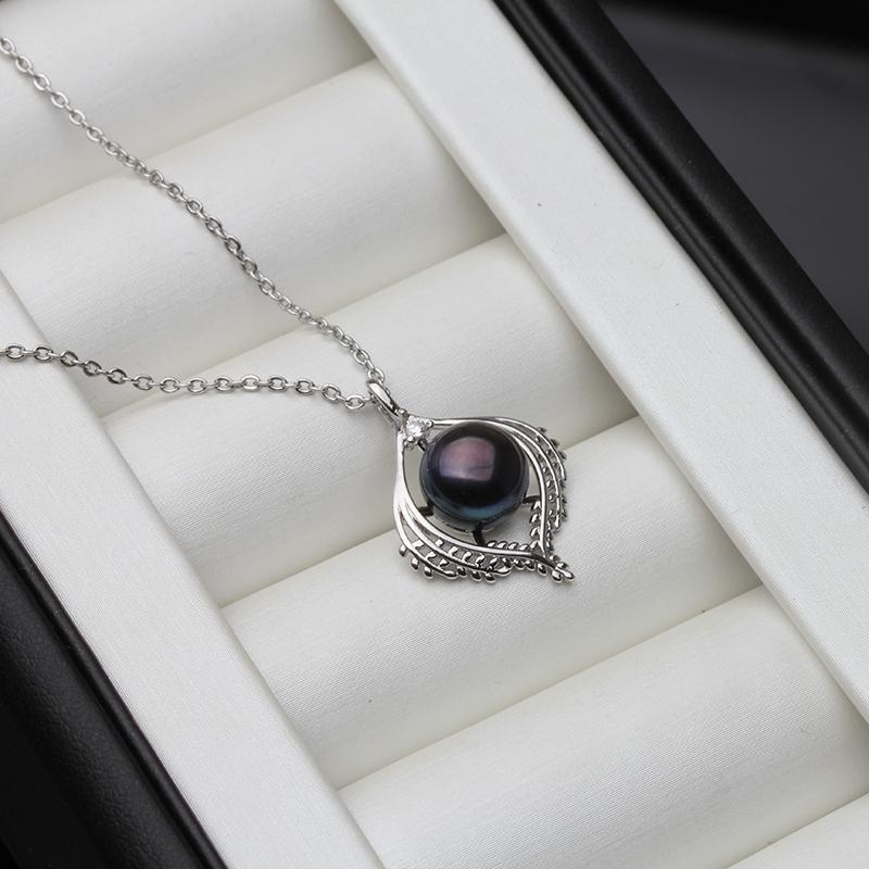 

Real Natural Cultured White Pearl Necklaces For Woman,Wedding Freshwater 925 Silver Pearl Pendant Wife Birthday Gift Purple