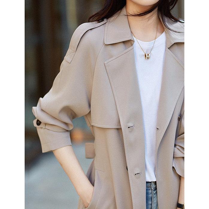 Gray high-quality trench coat women's new spring short small spring thin coat trendy women's clothing