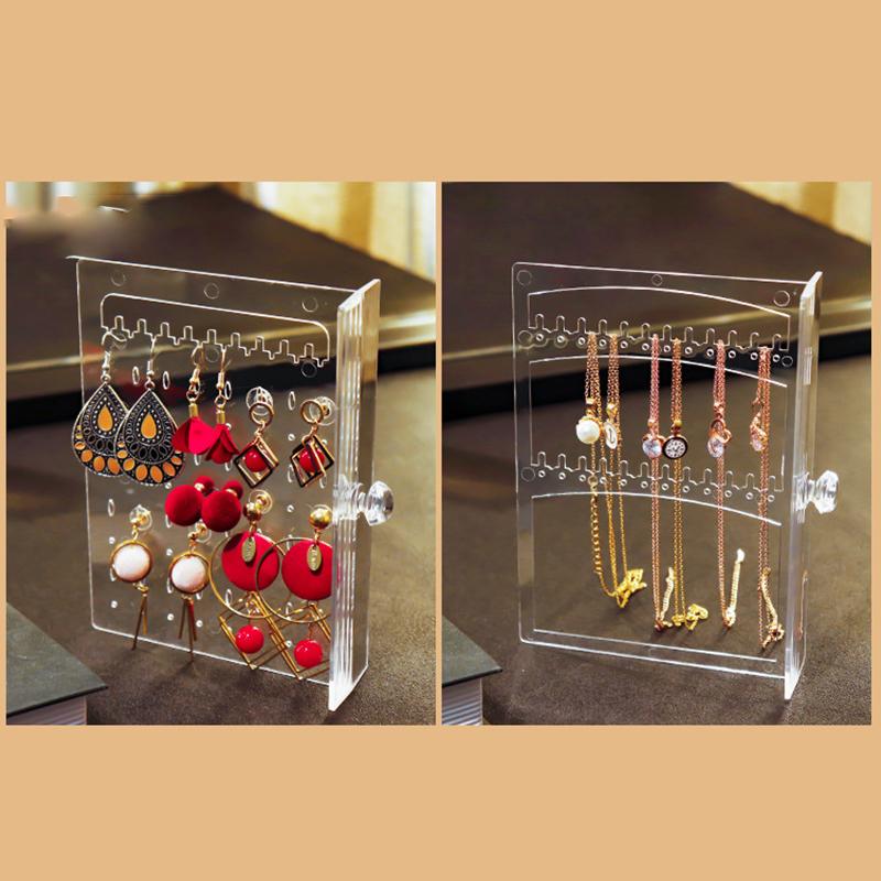 A Clear Earring And Necklace Display Case, Vintage Plastic Storage Case With Drawers For Bracelets, Rings And Accessories