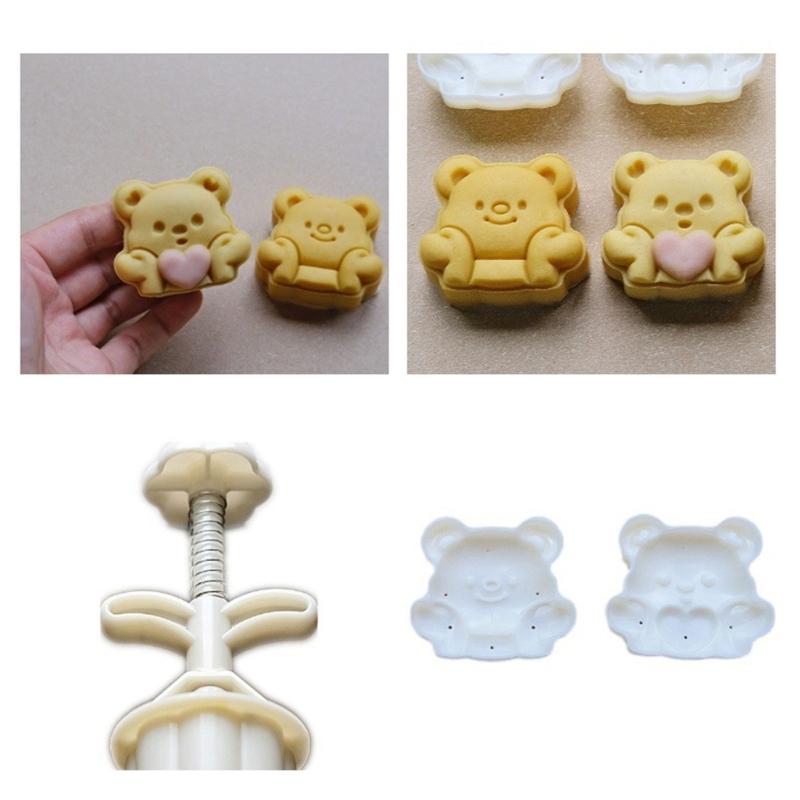 Cookie Stamps Heart Bear Moon Cake Molds Hand Pressure Moon Cake Maker Bakings Tool for MidAutumn Festival
