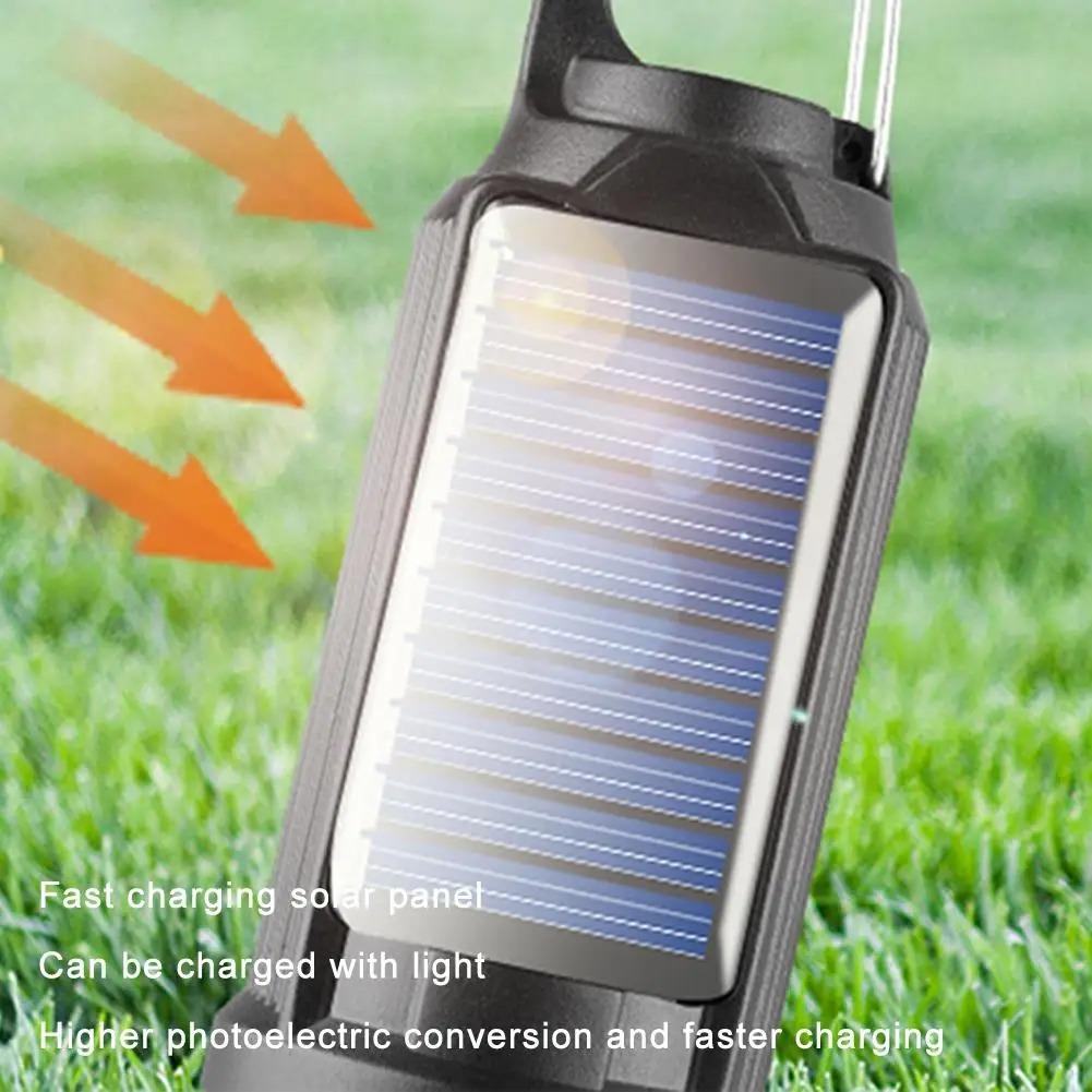 GGbingo Solar Powered LED Camping Lamp with Hook LED Lantern USB Charging Outdoor Tent Light Waterproof for Outdoor BBQ Camping