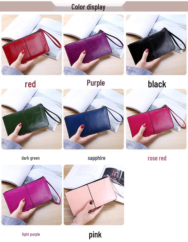 Women's Korean Style Zipper Wallet - Long Clutch with Multi-Card Slots and Wristlet