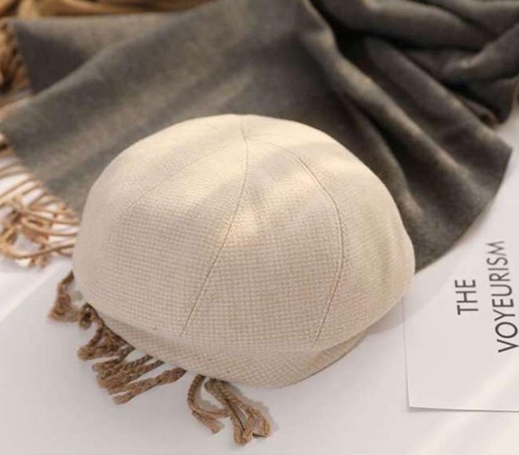 Polyester Lady Fleece Checkered Pattern Round Beret Women Beret Winter Autumn Hat Korean Style Hat
