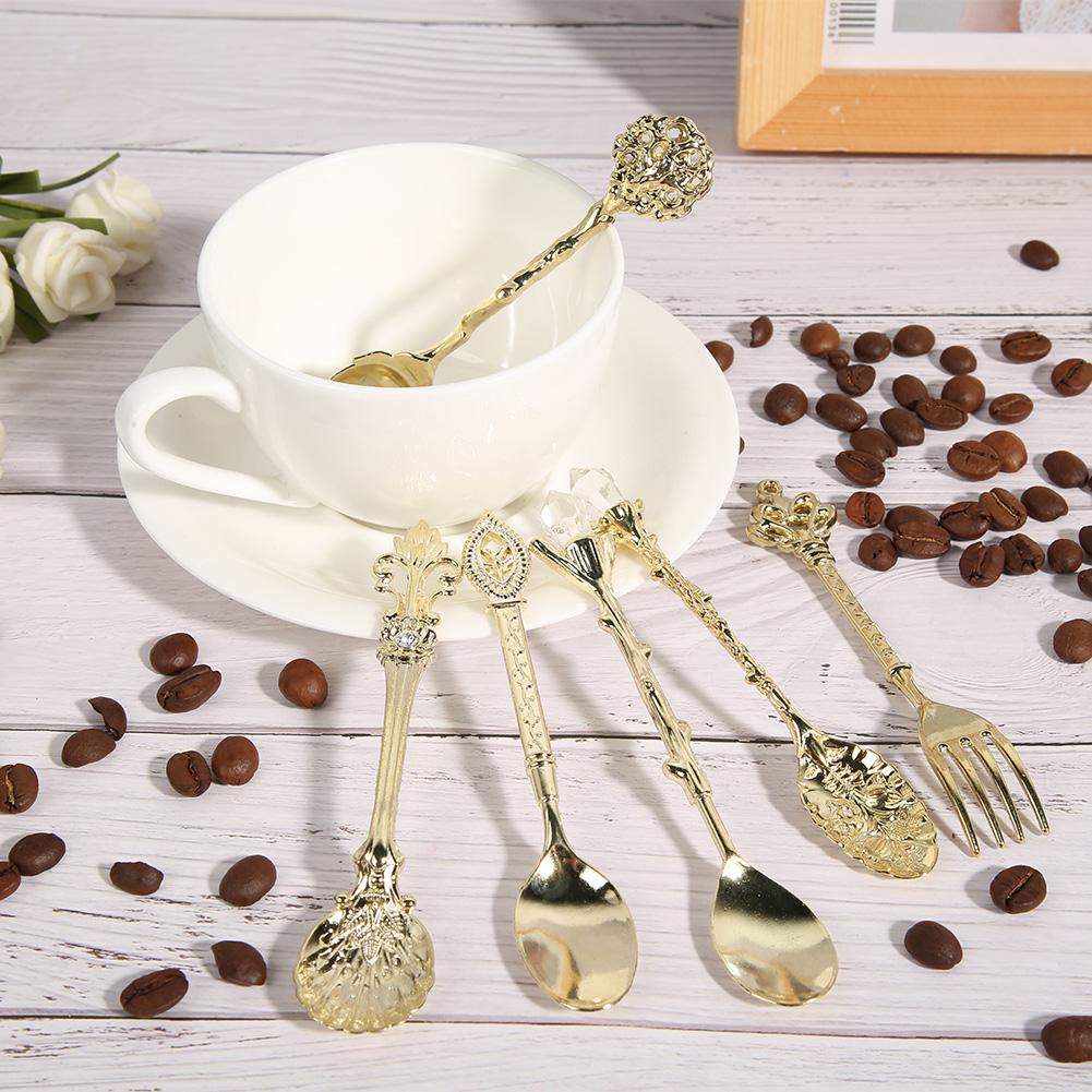 /Set Innovative Vintage Retro Zinc Alloy Spoons Fork Set Cutlery Kitchen Accessory Coffee Spoon Kitchen Tools Vintage Spoon
