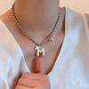 Enamel Colt Horse Pendant Necklaces for Women  Alloy Beads Chain Chokers
