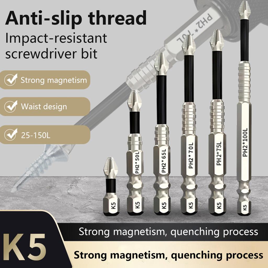 5/6/9pcs Drill Bit Set High Hardness Magnetic Cross Screwdriver Head Anti Slip Impact Resistant Phillips Screwdriver Bit Kit